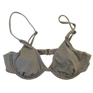 Andie Silver Metallic Underwire Sicily Bikini Top Sz S NWT